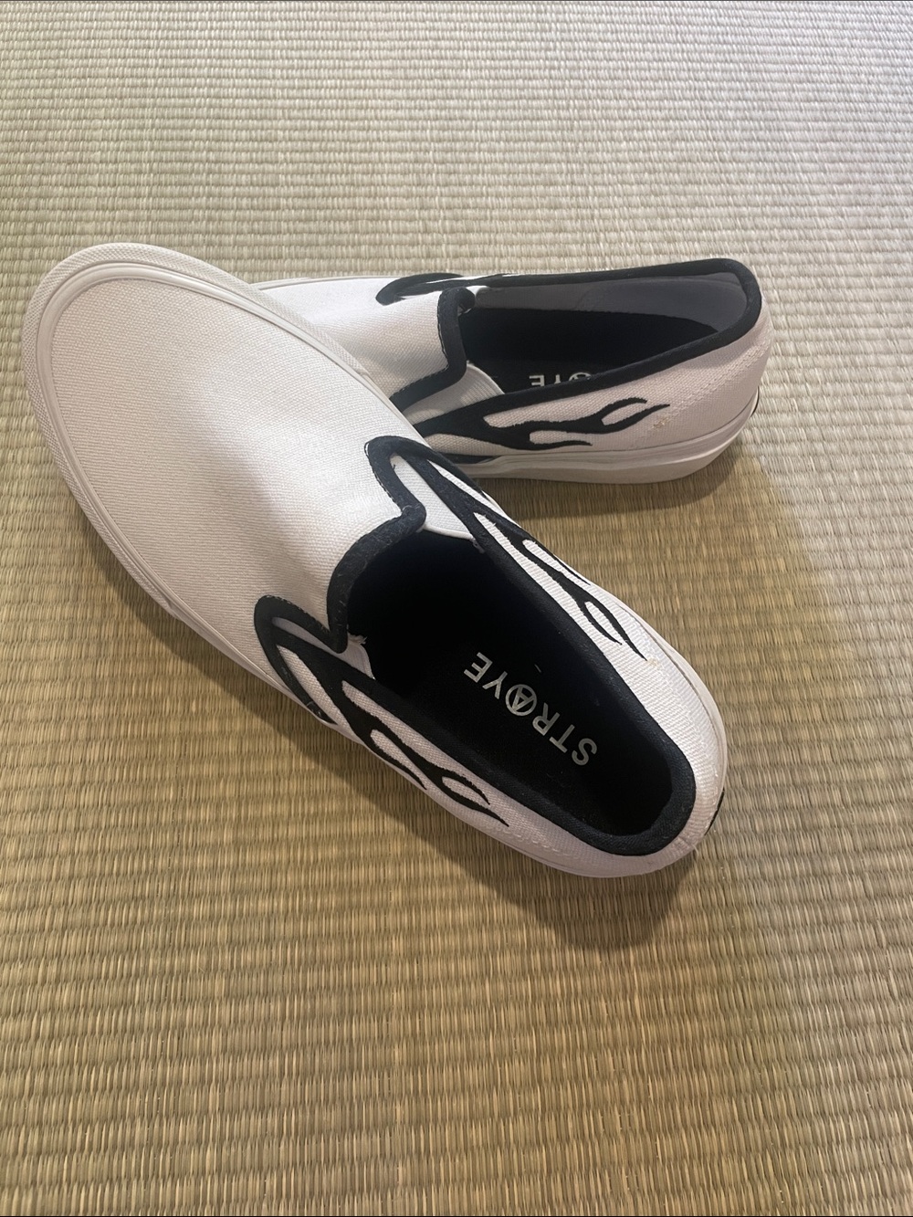 Straye Lenox Skate Shoe Slip-On Sneaker with Black Flame Detail
